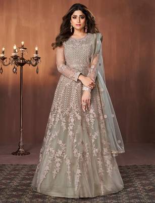 Light-green embroidered net salwar 1