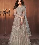 Light-green embroidered net salwar