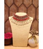 Silver Red Petal Necklace
