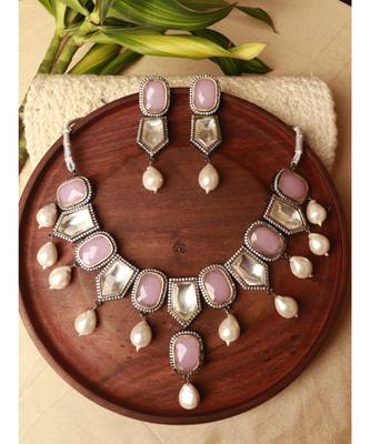 Pink & White Raaz Necklace Set 1