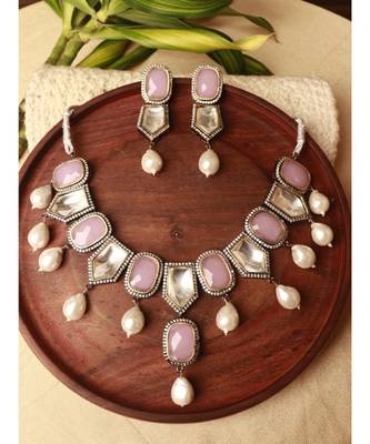 Pink & White Raaz Necklace Set 2