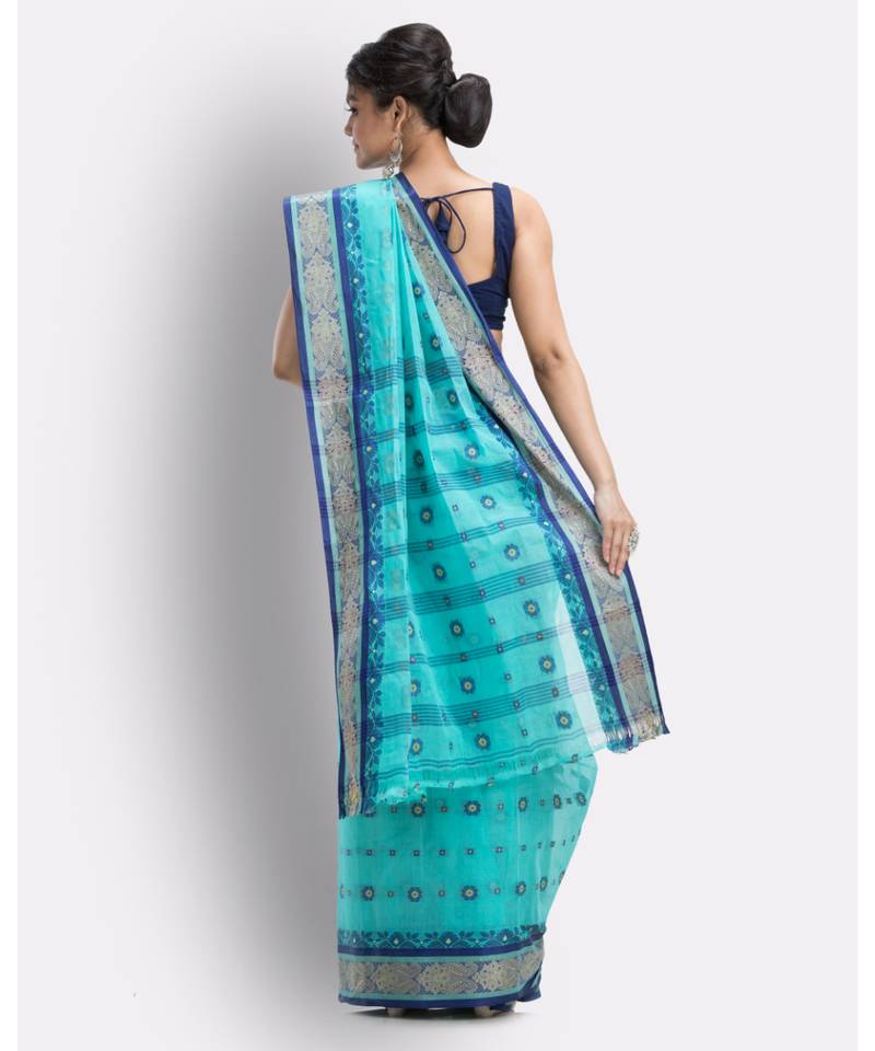 Blue Pure Cotton Tant Saree