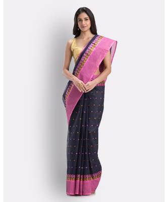 Self Design Hazar Buti BlackTant Pure Cotton Saree 1