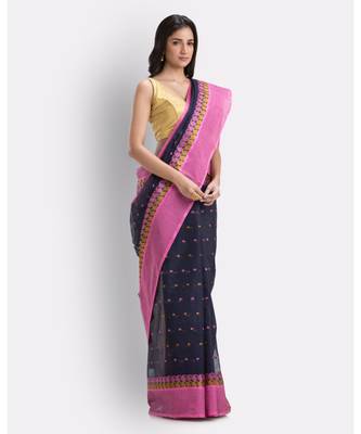 Self Design Hazar Buti BlackTant Pure Cotton Saree 3
