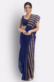 Blue handloom bengal cotton saree
