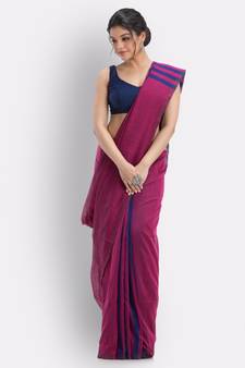 Pink handloom bengal cotton saree