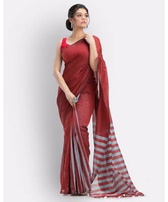 Red handloom bengal cotton saree 2