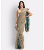 Beige handloom bengal cotton saree