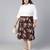 Coated brown floral print elasticated plus size women skirt