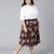 Coated brown floral print elasticated plus size women skirt