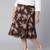 Coated brown floral print elasticated plus size women skirt