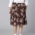 Coated brown floral print elasticated plus size women skirt