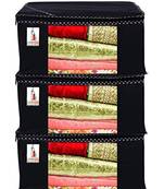 Net Print 3 Piece Non Woven Fabric Saree Cover Set Transparent Window Extra Large.