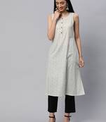 Off-white printed cotton cotton-kurtis