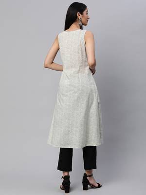Off-white printed cotton cotton-kurtis 2