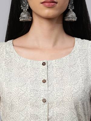 Off-white printed cotton cotton-kurtis 5