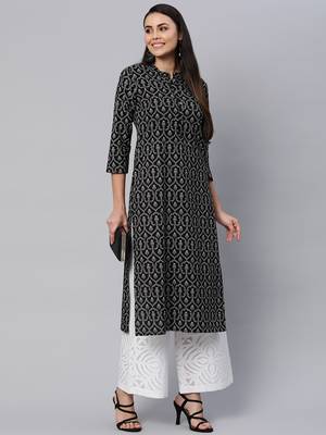 Black printed cotton cotton-kurtis 1