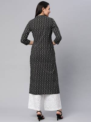 Black printed cotton cotton-kurtis 2