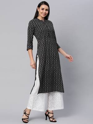 Black printed cotton cotton-kurtis 3