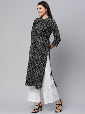 Black printed cotton cotton-kurtis 4