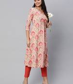 Pink printed cotton cotton-kurtis
