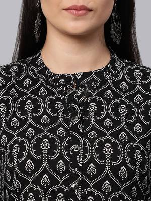 Black printed cotton cotton-kurtis 5