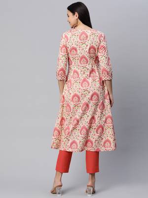 Pink printed cotton cotton-kurtis 2
