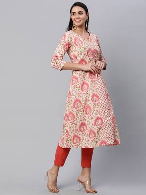 Pink printed cotton cotton-kurtis 3