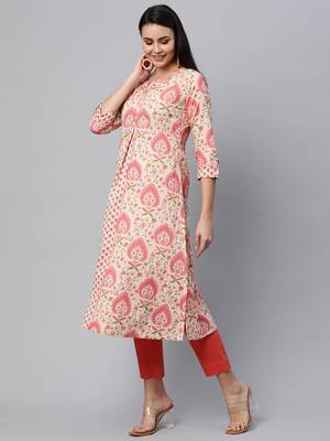 Pink printed cotton cotton-kurtis 4