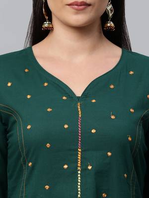 Green plain cotton cotton-kurtis 5