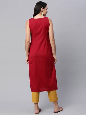 Maroon plain cotton cotton-kurtis 2