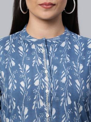 Blue printed cotton cotton-kurtis 5