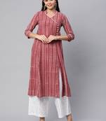 Maroon printed cotton cotton-kurtis