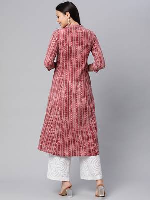 Maroon printed cotton cotton-kurtis 2