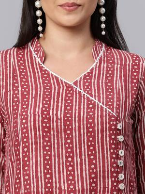Maroon printed cotton cotton-kurtis 5