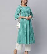 Blue printed cotton cotton-kurtis