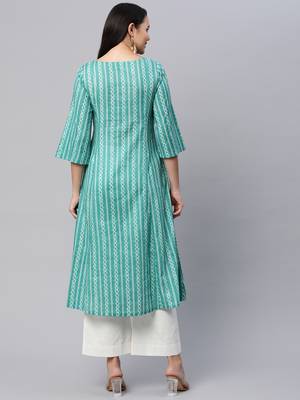 Blue printed cotton cotton-kurtis 2