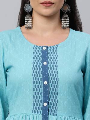 Blue printed cotton cotton-kurtis 5