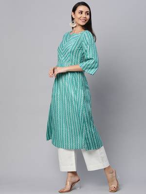 Blue printed cotton cotton-kurtis 4