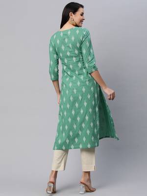 Green printed cotton cotton-kurtis 2