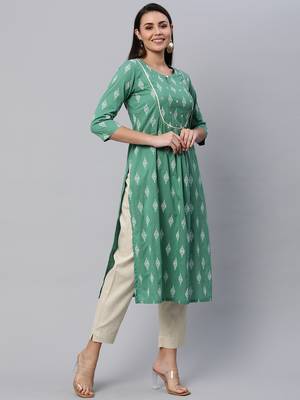 Green printed cotton cotton-kurtis 3
