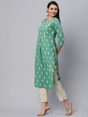 Green printed cotton cotton-kurtis 4