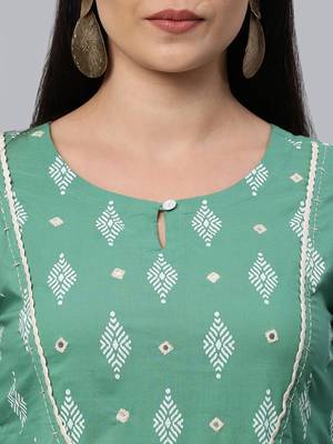 Green printed cotton cotton-kurtis 5