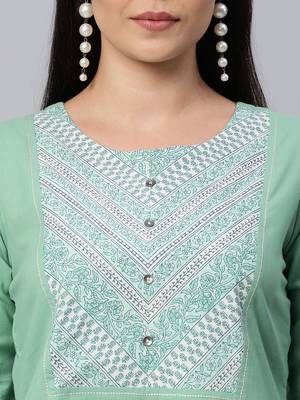 Green plain cotton cotton-kurtis 5