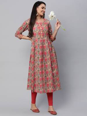 Red printed cotton cotton-kurtis 1