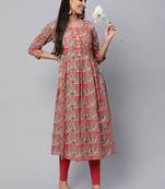 Red printed cotton cotton-kurtis