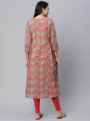 Red printed cotton cotton-kurtis 2