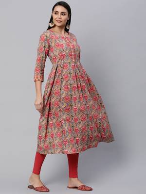 Red printed cotton cotton-kurtis 3
