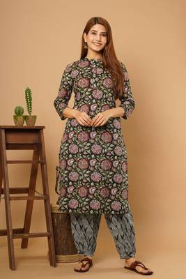 Black printed cotton cotton-kurtis 2