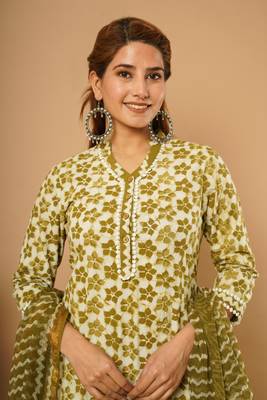 Green printed cotton cotton-kurtis 2